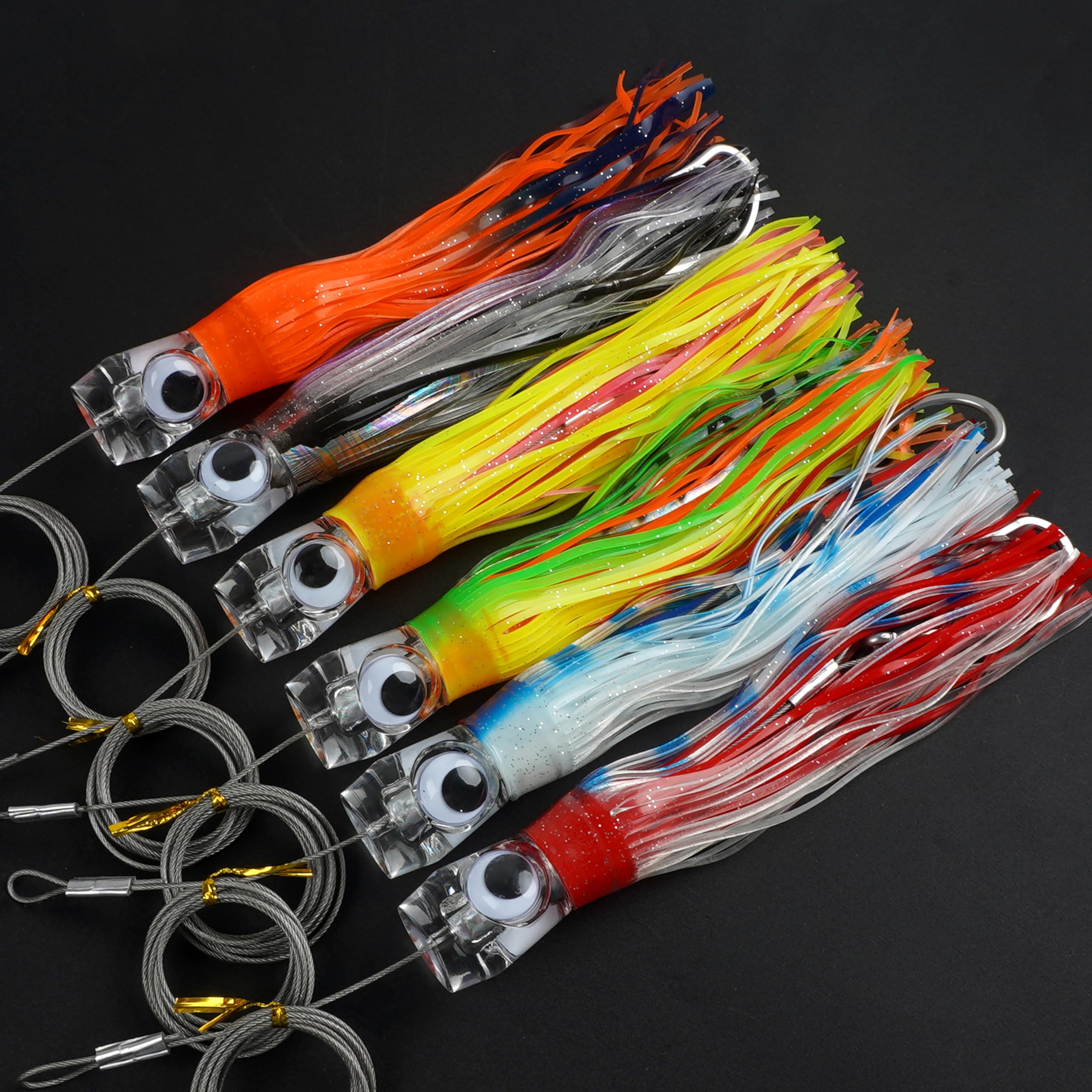 Salzwasser-Troling-Köder, 6 Stück, Trolling-Köder, Offshore, Großwild-Angelköder, Tiefsee, Tintenfisch, Röcke für Thunfisch, Mahi, Marlin, Delfin, Durado, Wahoo 1,5 cm