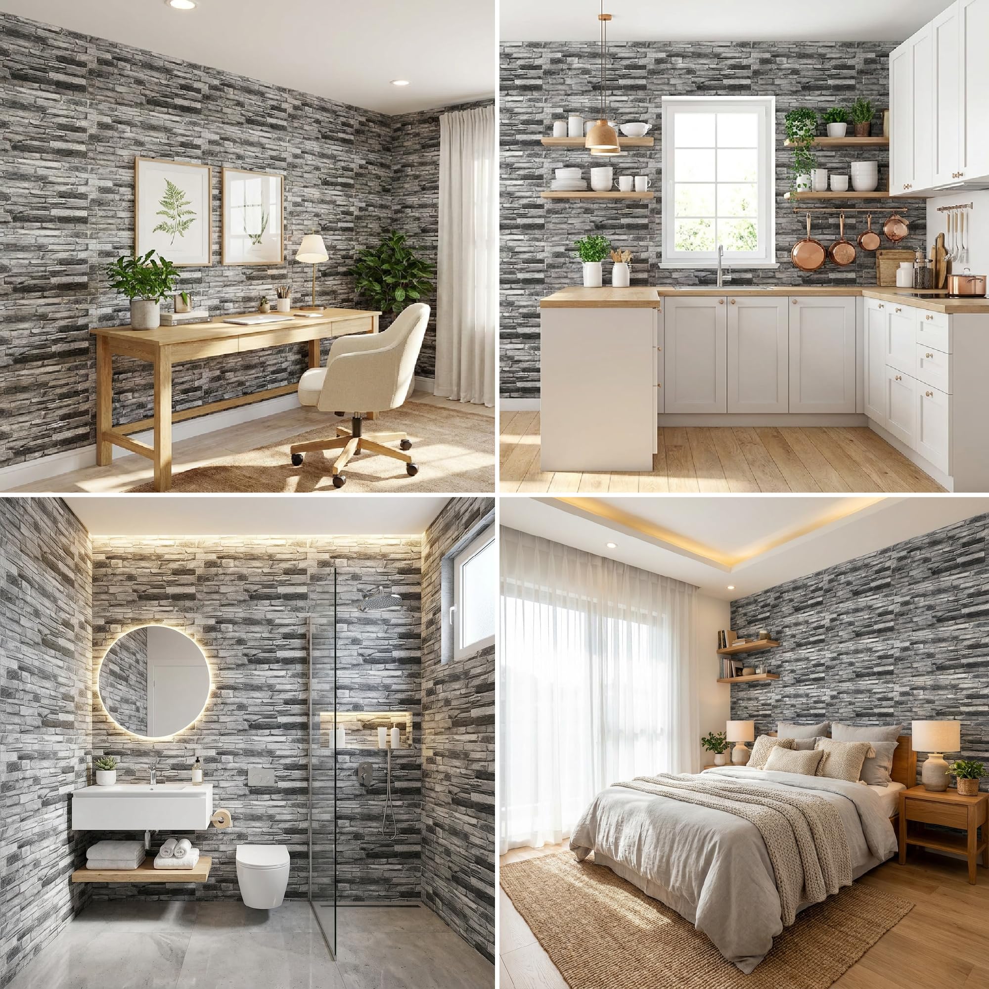 Grace Baltic - Paneles de pared 3D para decoración de pared interior no adhesivos, finos y elásticos, de PVC, Oro (10 piezas / 4.6 m2) (10, Gris)