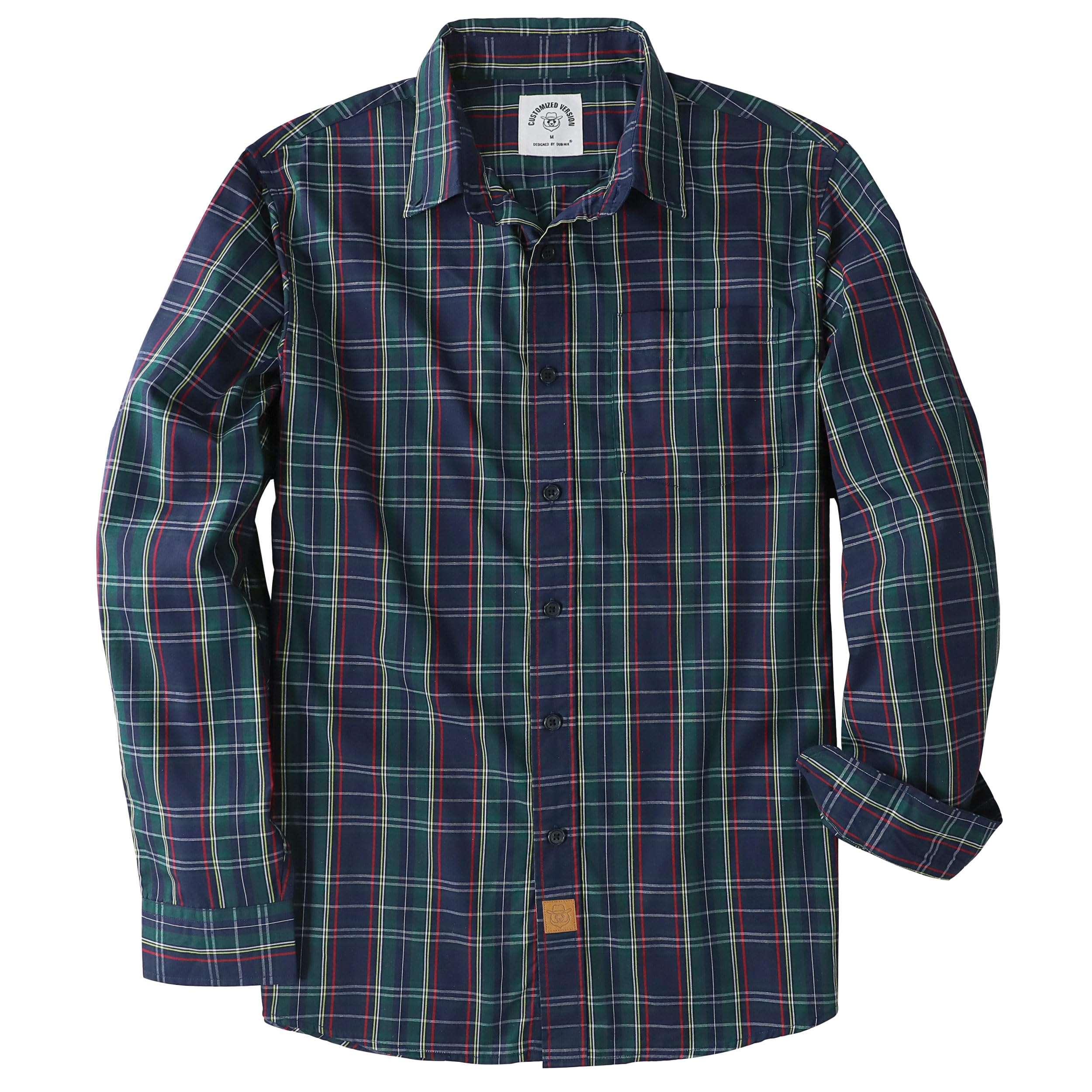 Dubinik® Camicia Uomo Camicia Quadri Uomo Casual Leggero Botton Down Regular Fit Conformate Camicia Uomo Taschini