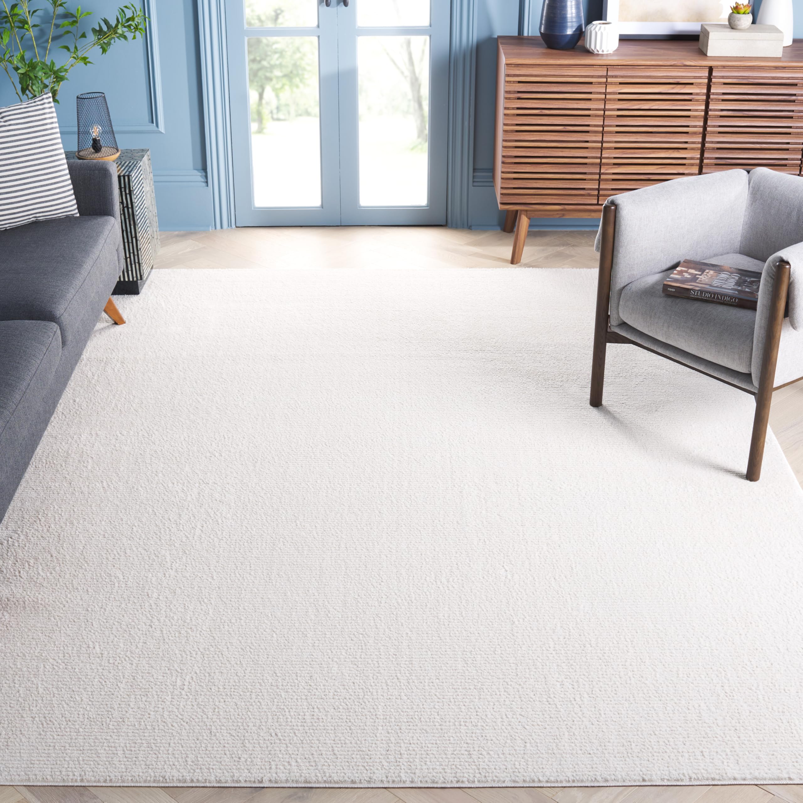 safavieh area rug 8x10 - melody collection - large - ivory, solid pattern, non-shedding & easy cleaning, ideal for living room, bedroom, office, dining space room (mel108a)