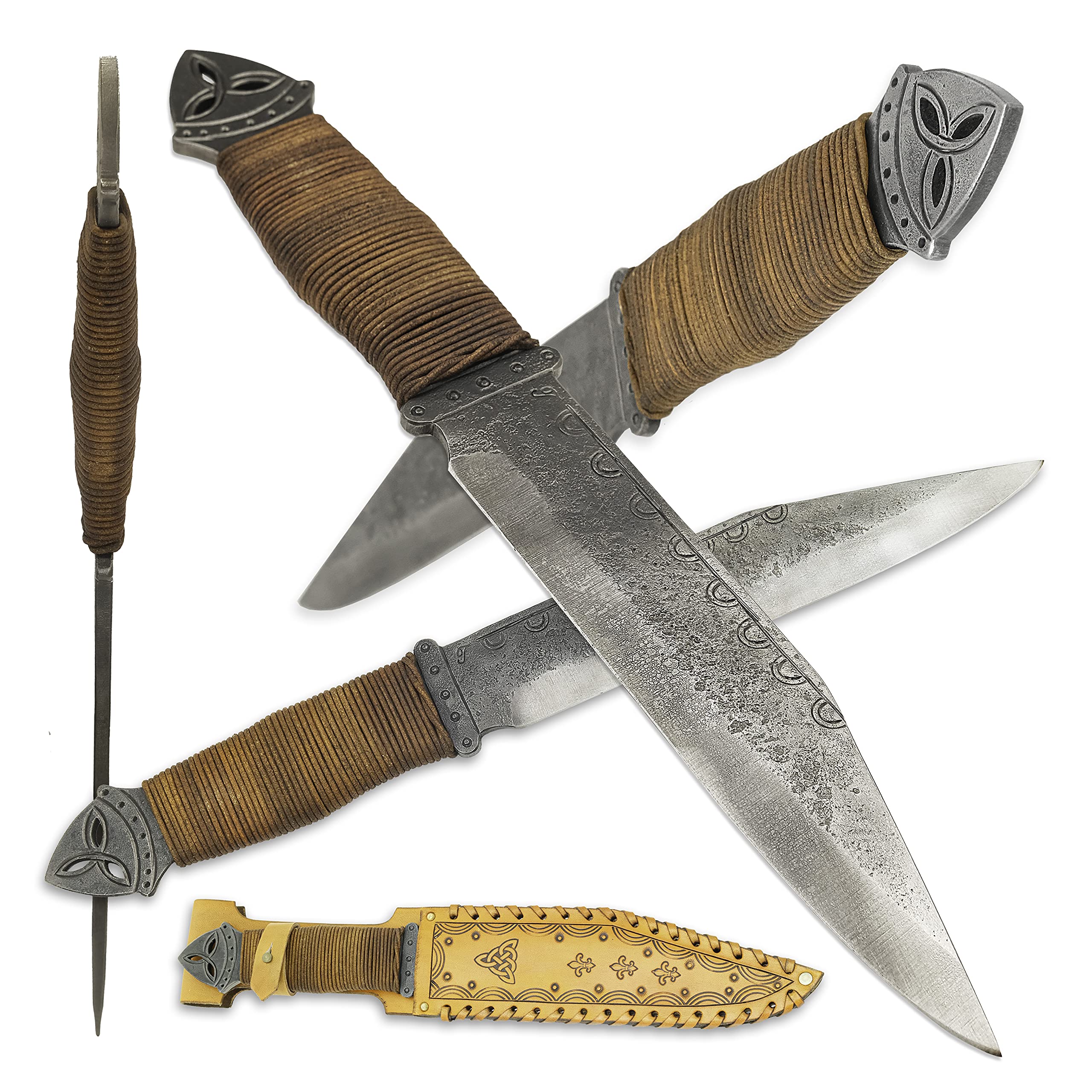 TofernerHand Forged Knife Viking- ODIN - magic - Sports- Hardened Blade -Hand Made Genuine Leather Case-Vintage– Art Collection- AntiqIdea Beautiful Product