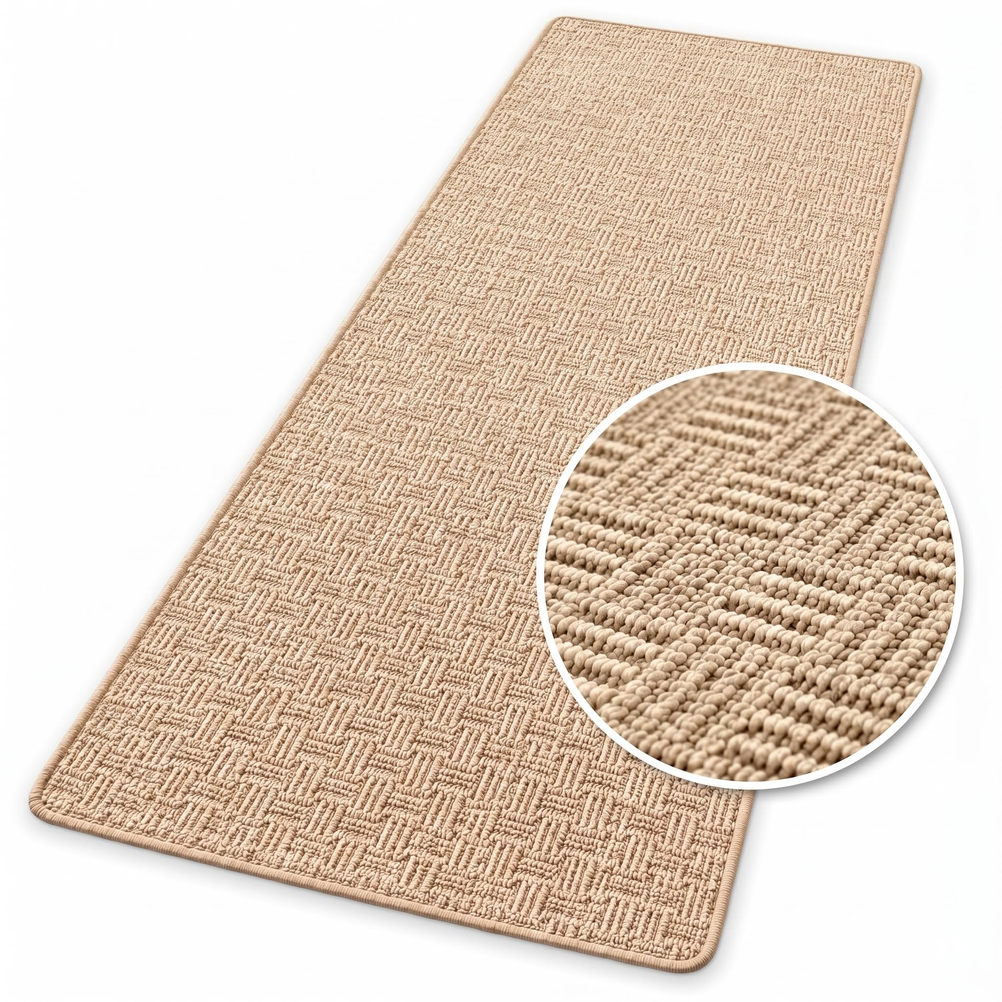 KARAT Tapis de Couloir Beige, 80 x 150 cm, Monaco - Bouclé Antidérapant et Antistatique - Tapis Long pour Cuisine, Entrée, Couloir et Pièce de Vie