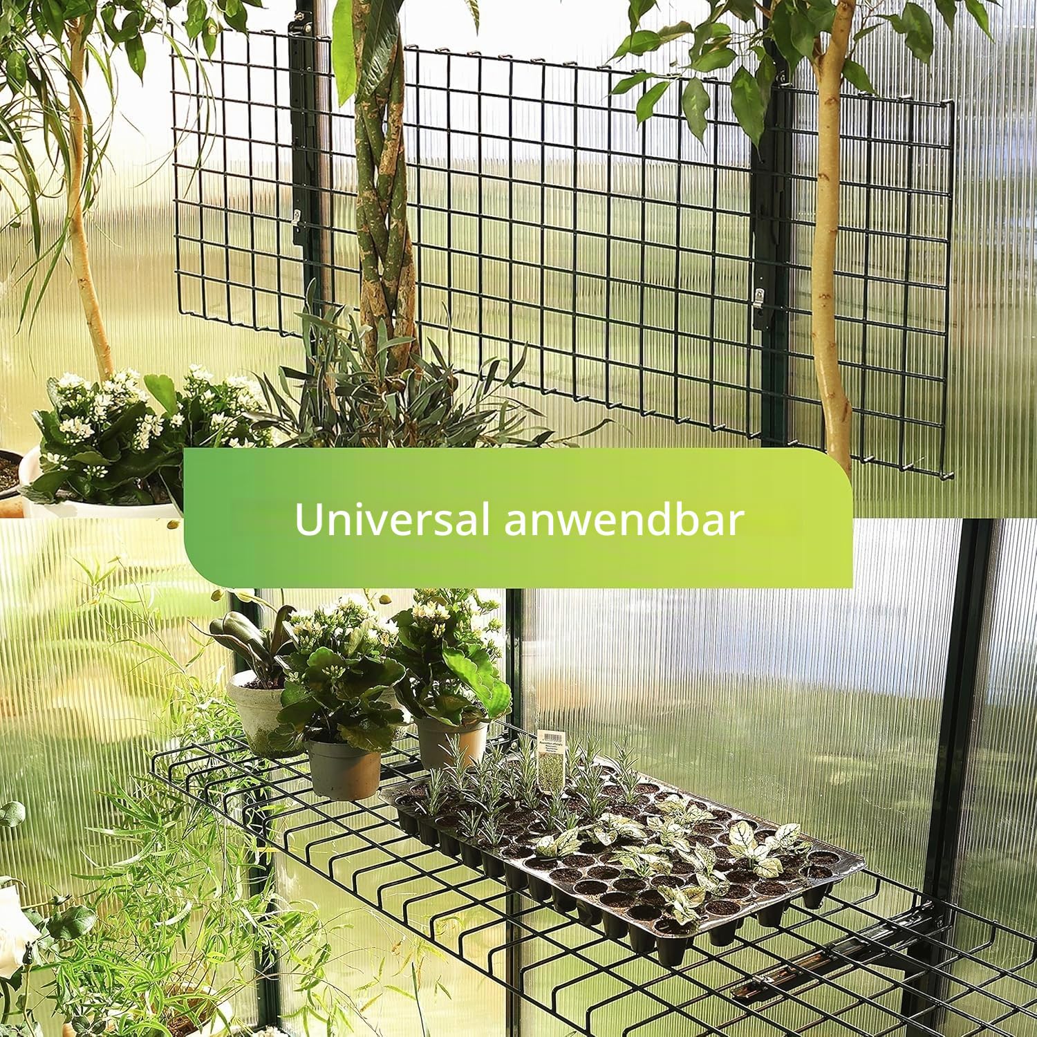 BioGreen Regal für Gewächshaus „Bruno“ 40 × 120 cm – klappbar, galvanisierter Stahl, mehr Platz im Gewächshaus, einfache Montage mit Alukonsolen
