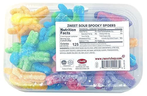 Miniatura 4 de Zweet Sour Gummy Spiders 10 onzas  Caramelo Kosher agrio, caramelo halal  Paquete resellable de caramelos de gomita ácida, insectos de gomita,