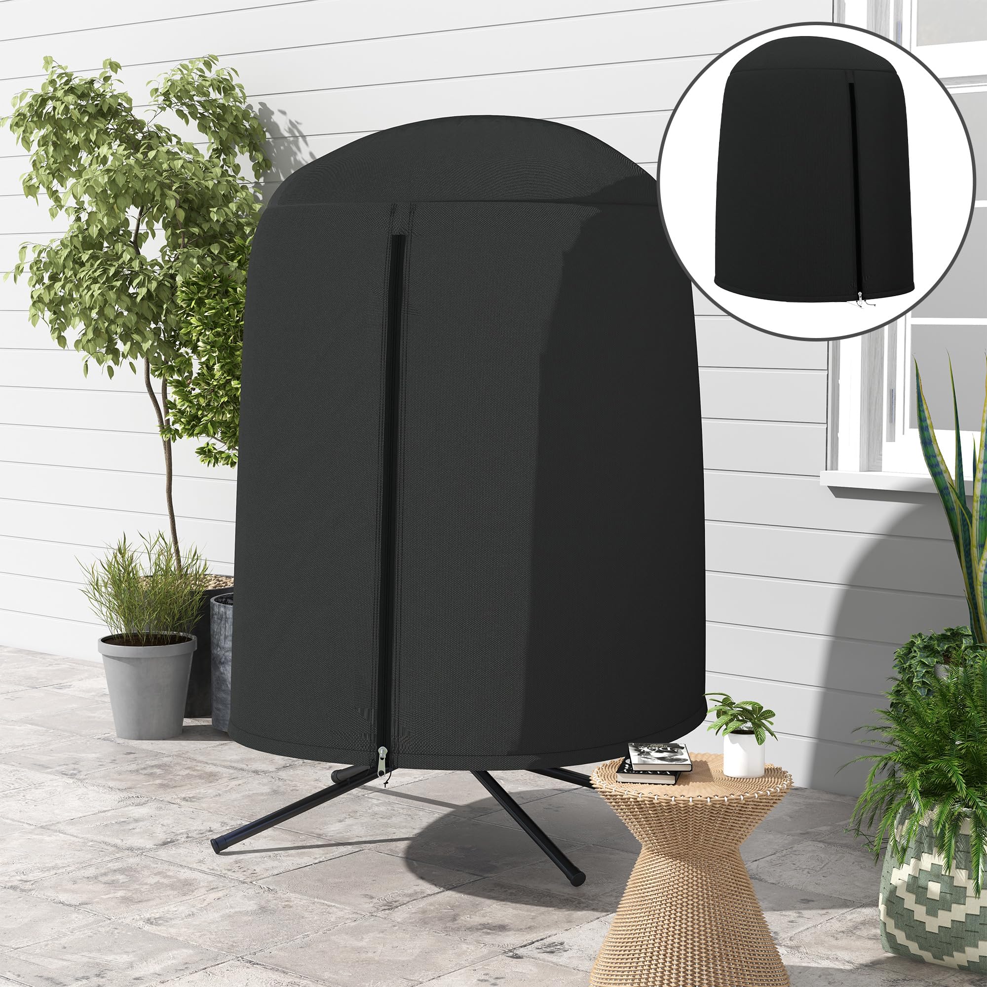 Outsunny Hängesessel Abdeckung Wasserdicht Winddicht Schutzhülle mit Reißverschluss 420D Oxford Outdoor Gewebe für Hängekorb Schwingsessel Ø128 x 190 cm Schwarz