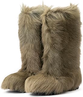 LITVIN Handmade Khaki men goat fur winter boots Viking snow boots Men mukluks All Sizes