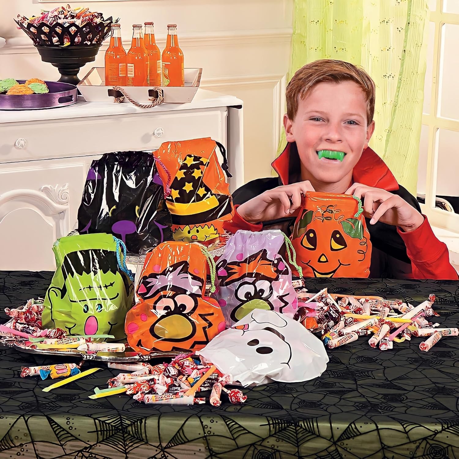 Fun Express Halloween Drawstring Goody Bags (6dz) for Halloween - Party Supplies - Bags - Plastic - 72 Pieces