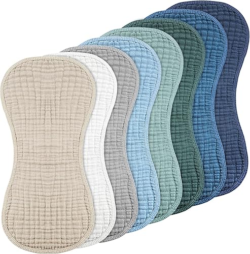 Miniatura 14 de Frienda - Toallitas de muselina para bebé, 8 unidades, de 10 x 20 pulgadas; toallitas de muselina de algodón, multicolor; con 4 capas absorbentes;