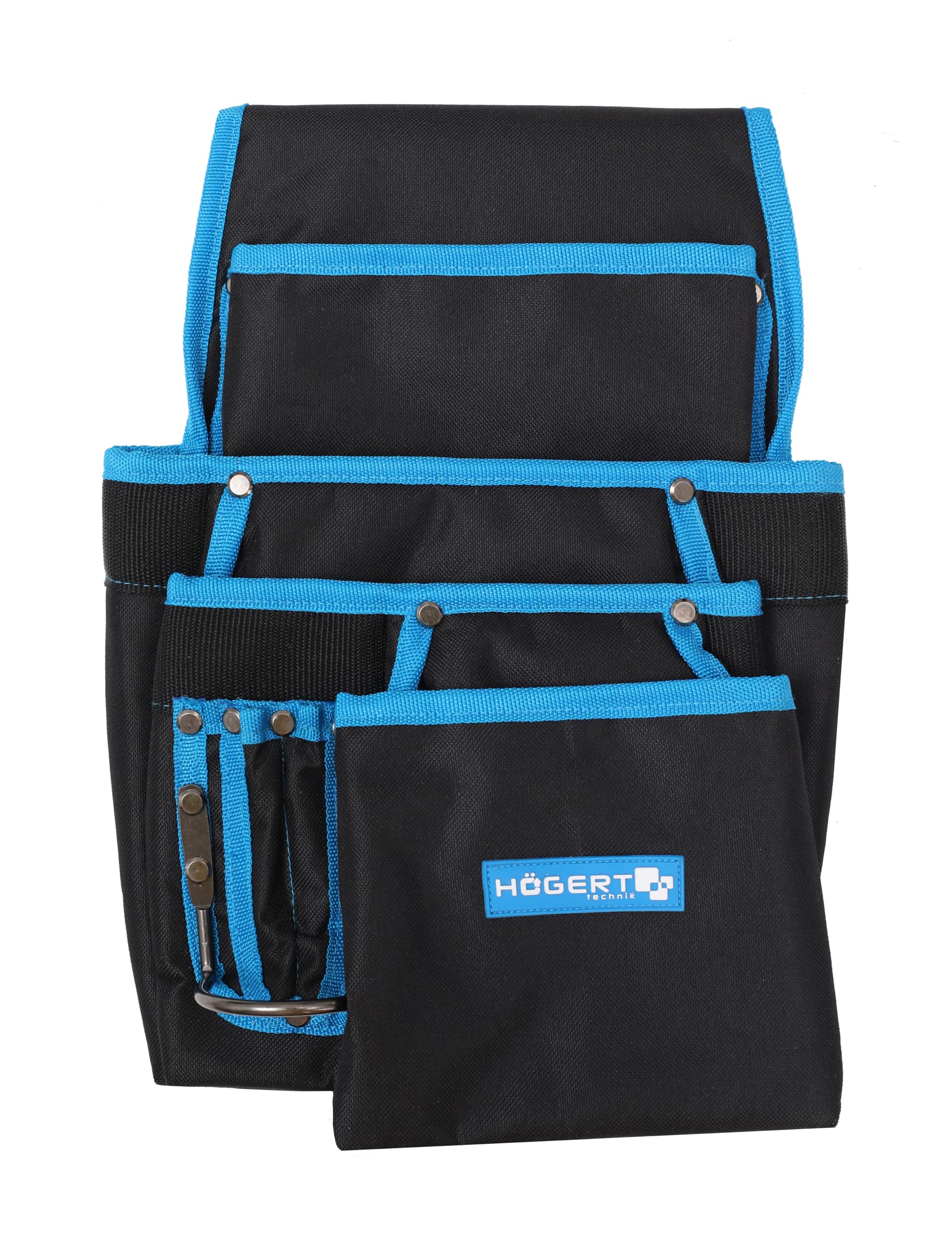 Högert Technik - Belt Bag for Power Tools, Tool Belt Bag, Electrician Holder, Waist Bags, 7 Functional Pockets, 1 Metal Hammer Holder, 600D Polyester