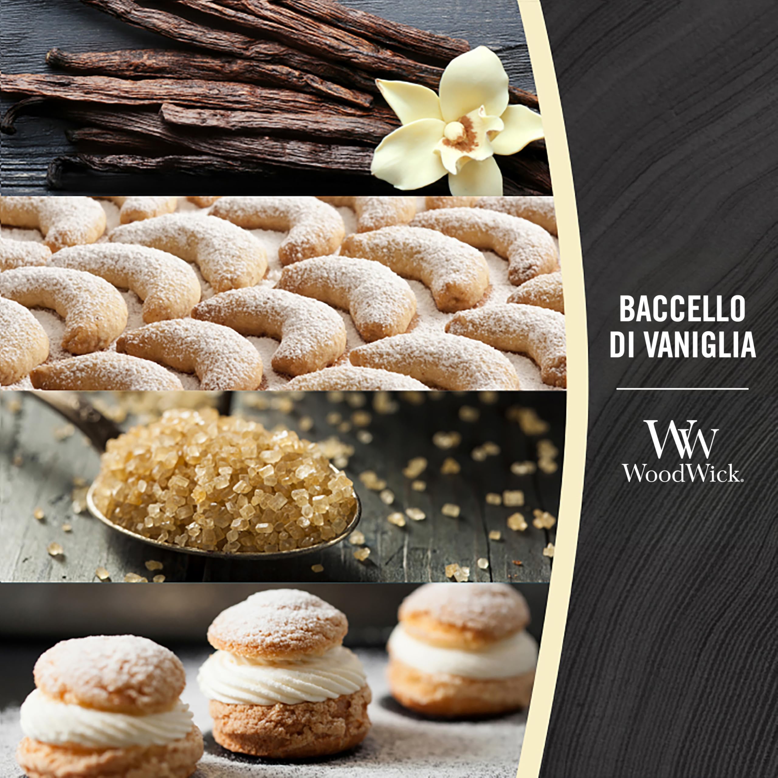 WoodWick Candela profumata con stoppino scoppiettante | Candela a clessidra piccola Baccello di vaniglia | Fino a 20 ore di combustione | Regali perfetti per le donne