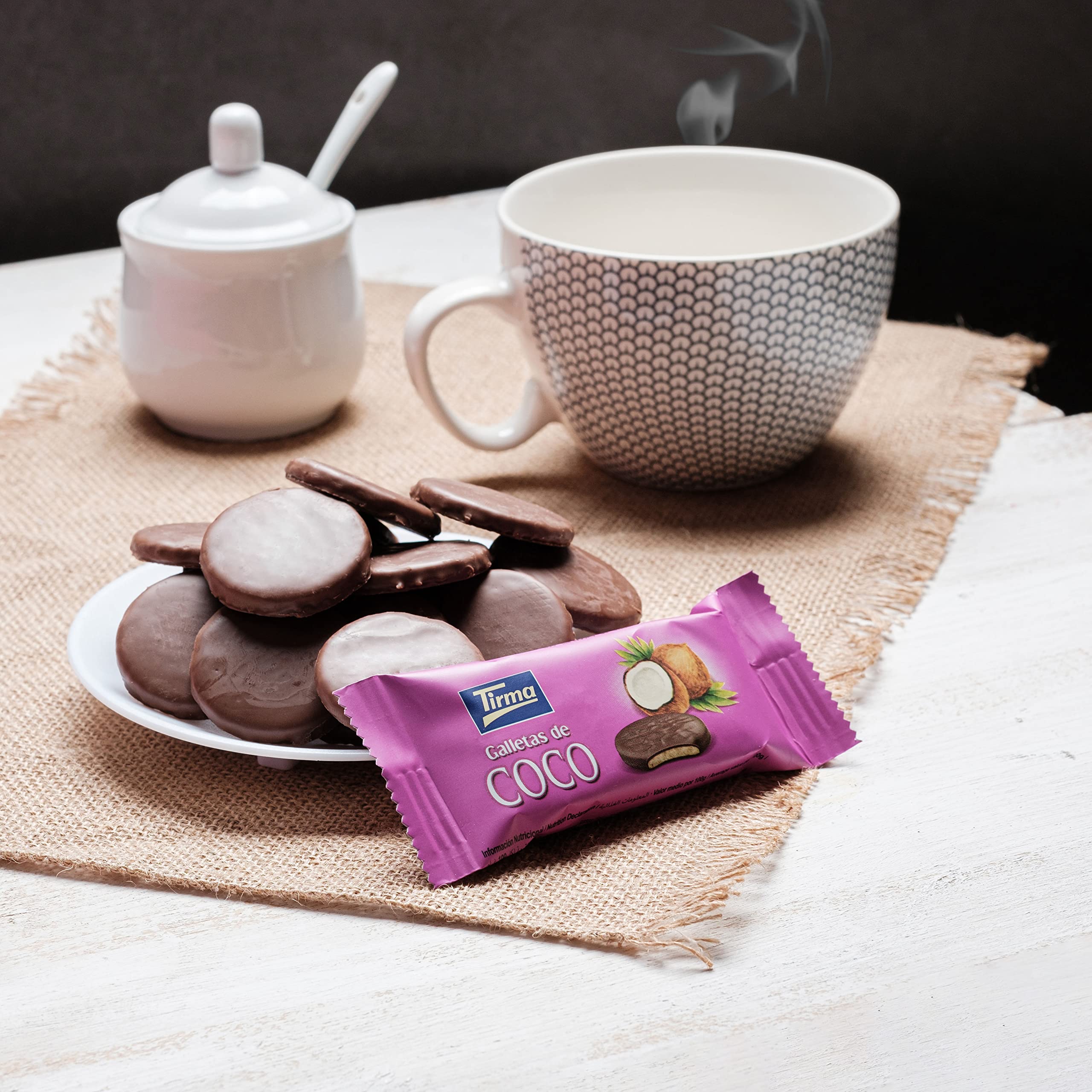Tirma Galletas con Coco Bañadas en Chocolate con Leche 200g Snack Dulce Canario
