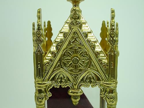 Miniatura 4 de X16 Cristiano Católico Sacerdote Monstrance Relicario Estilo de Iglesia con Cruz y Martillo Circular Base Base Latón
