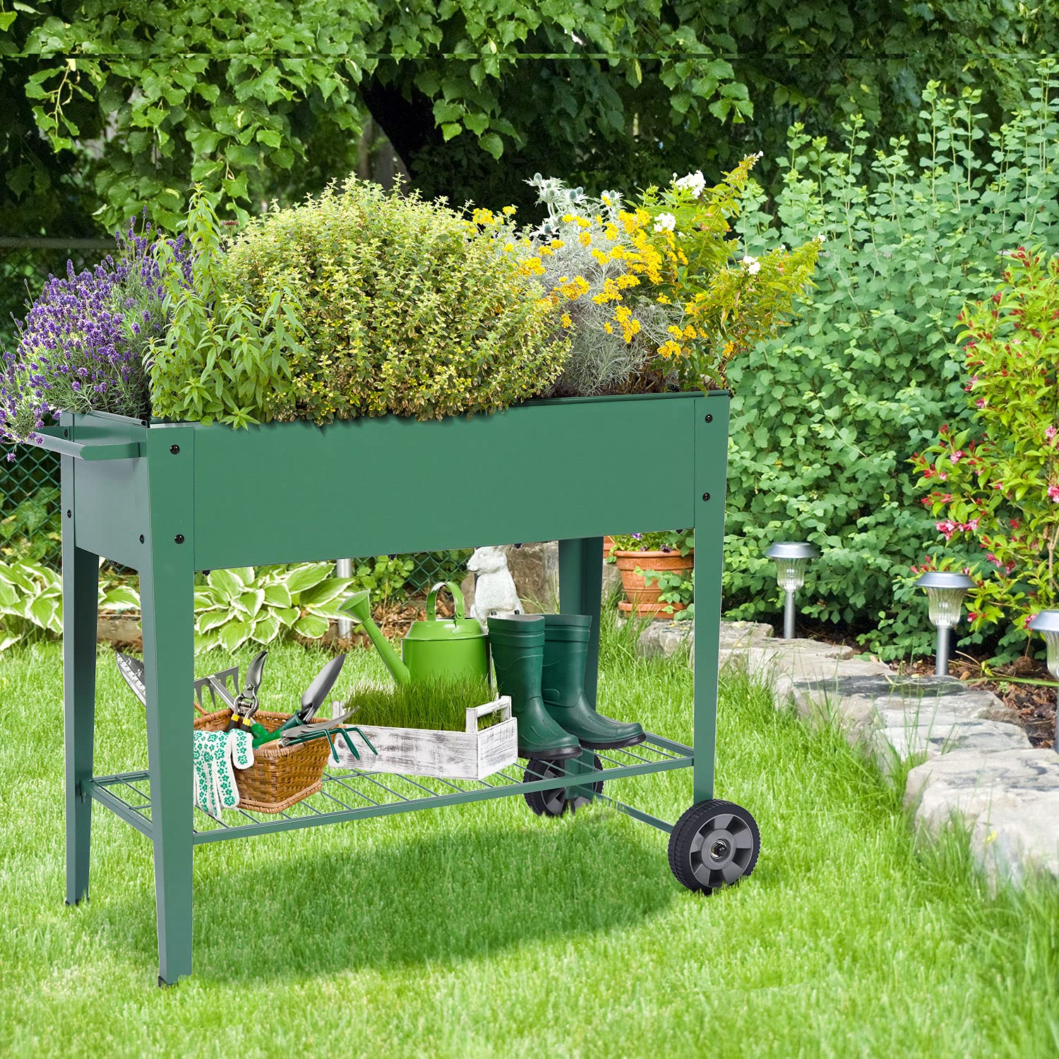 Buy Raised Garden Bed Planter Box with Wheels, Ohuhu Elevated Planters