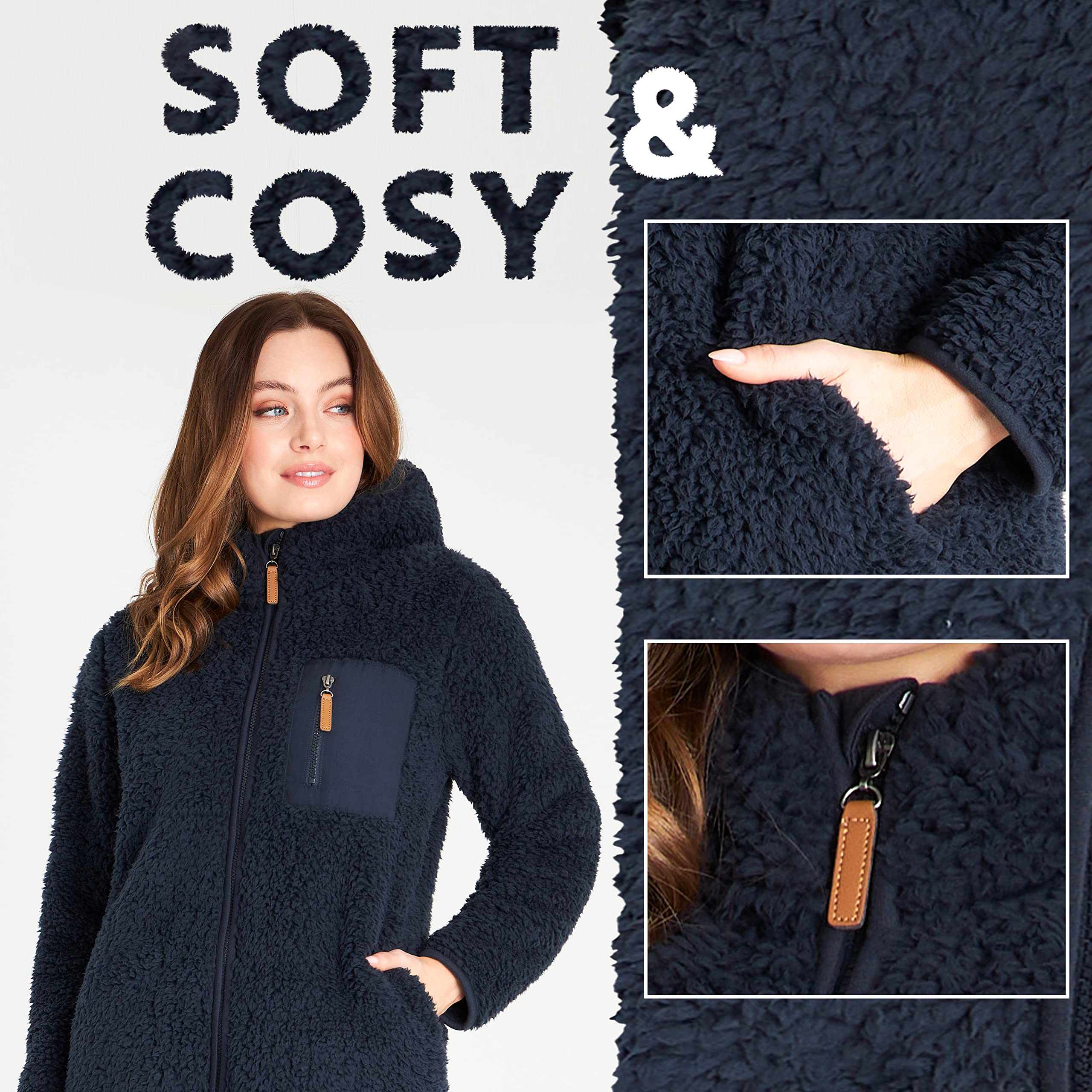 CityComfort Felpa Donna - Felpa Pelosa in Pile Sherpa S-XL