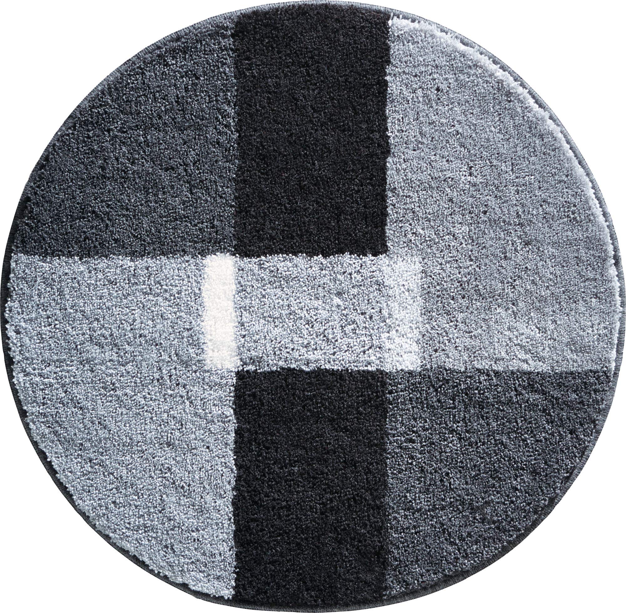 Erwin Müller Badematte, Badteppich, Badvorleger Zagori rutschhemmend grau Größe rund: 80 cm Ø - herrlich weich und flauschig, für Fußbodenheizung geeignet (weitere Größen, Farben)