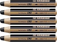 Vista 14 de STABILO Woody 3 en 1 - Lápiz multitalentoso - Paquete de 5 - Azul