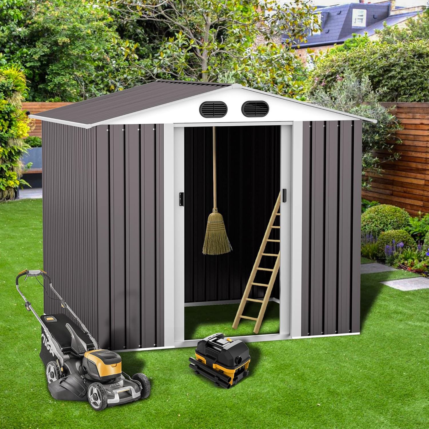 Buy FOOWIN Outdoor Metal Storage Shed,Outdoor Storage with Sliding