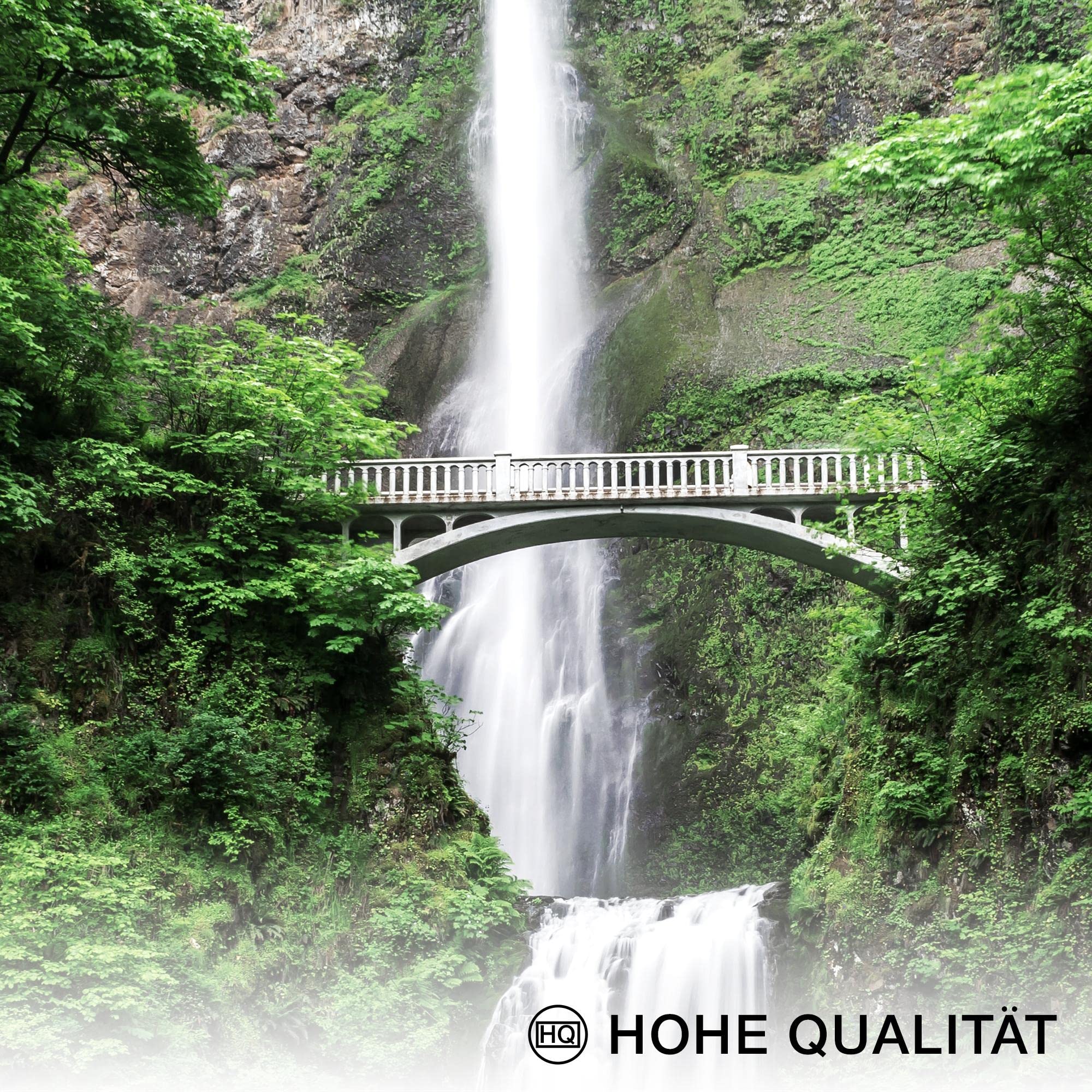 Novart Wandbilder Set Grüne Blätter Wasserfall Pflanze Natur - KEIN EXTRA RAHMEN BENÖTIGT - Modern Deko - Wohnzimmer Schlafzimmer N004063a