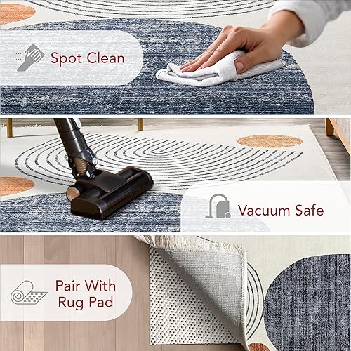 Miniatura 3 de nuLOOM Bevin - Alfombra de área con flecos de cielo abstracto, 6 pies 7 pulgadas x 10 pies 2 pulgadas, beige