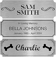 Vista 1 de Placa de identificación grabada personalizada, placa de nombre personalizada de aluminio cepillado / negro, 1 x 3 pulgadas, material de impacto