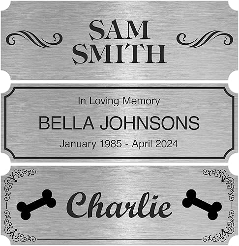 Placa de identificación grabada personalizada, placa de nombre personalizada de aluminio cepillado negro, 1 x 3 pulgadas, material de impacto