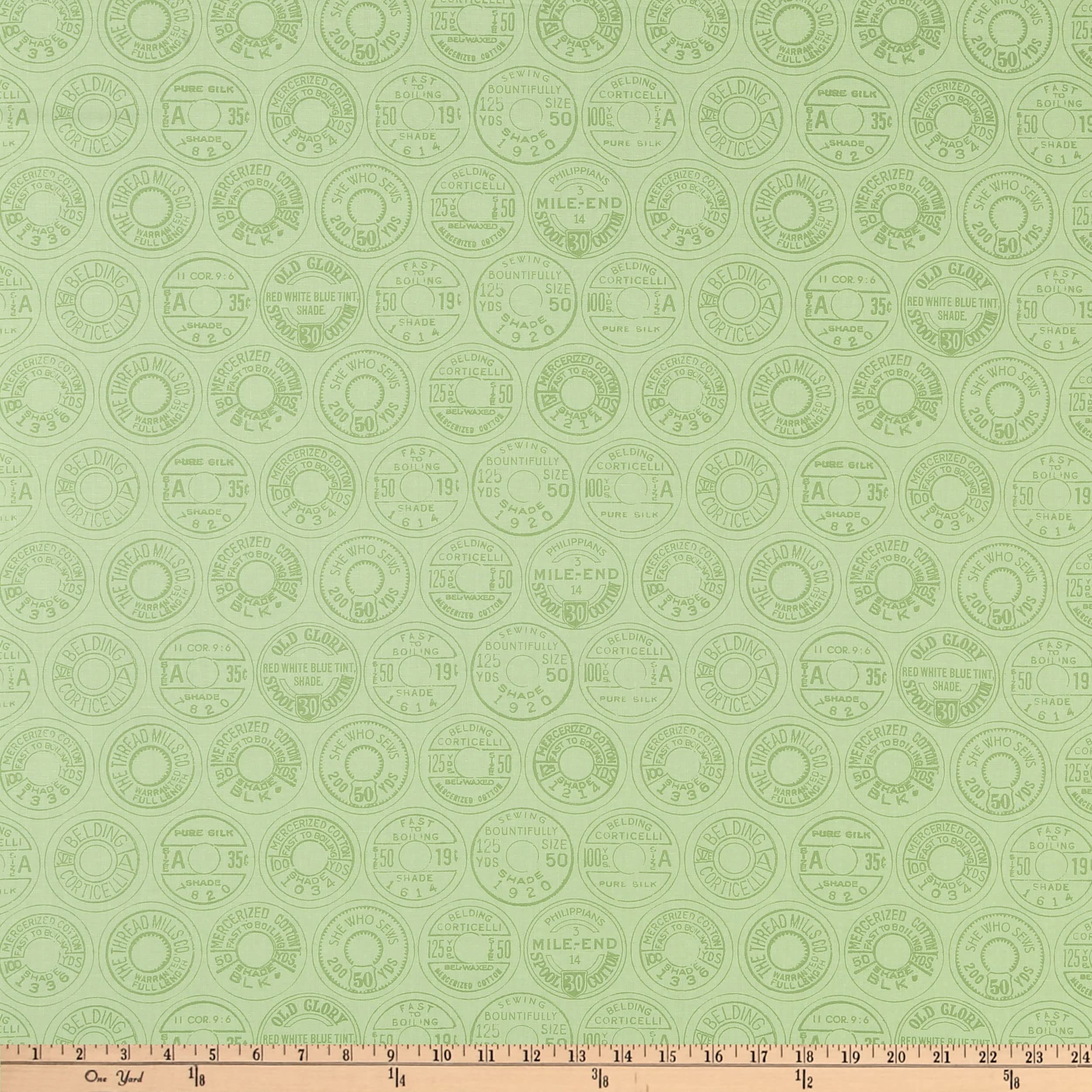 Riley Blake Designs Riley Blake She Who Sews Low Volume Spool Tops Fabric, Green