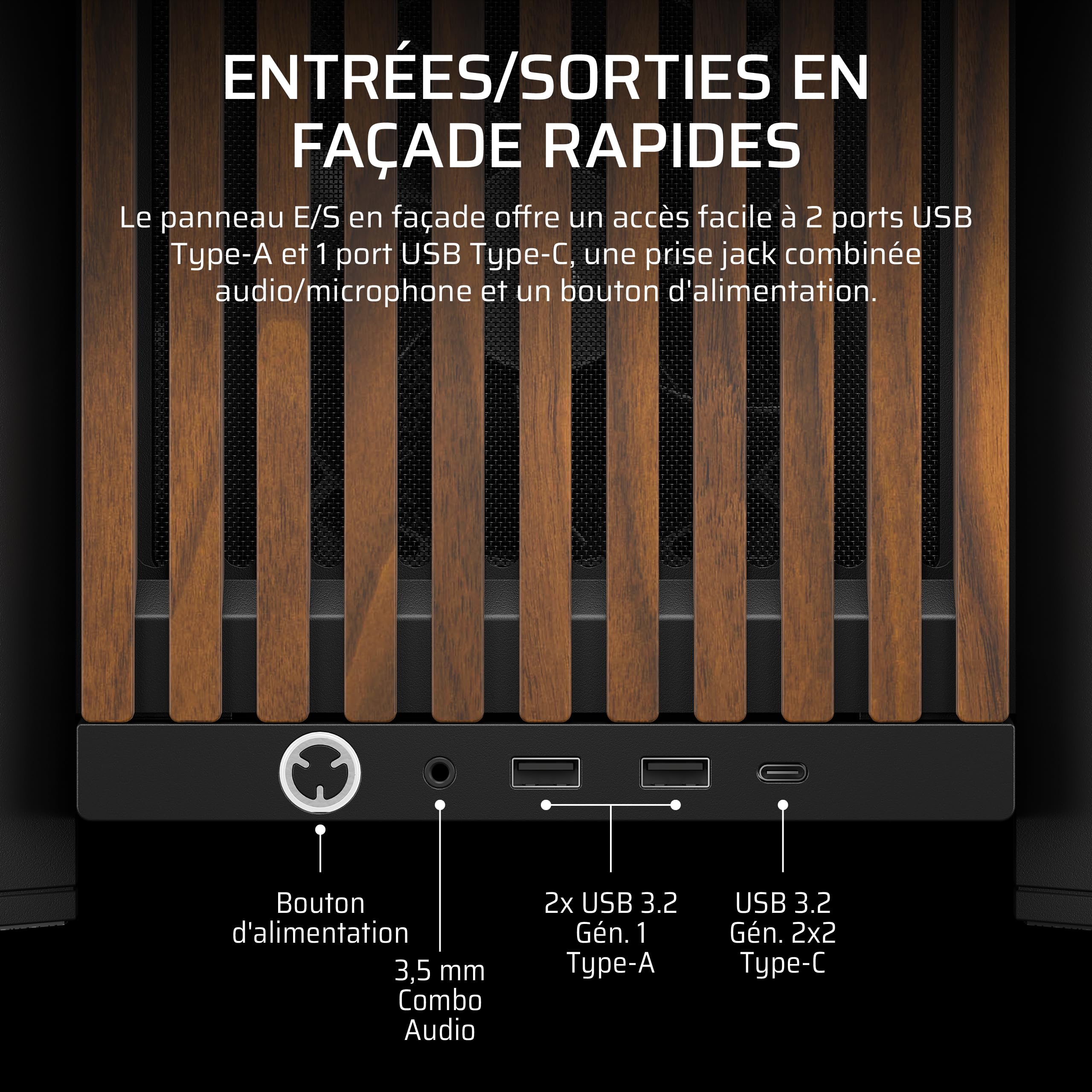 CORSAIR Frame 4000D Wood RS Boîtier PC Moyen-Tour – Noir & Noyer