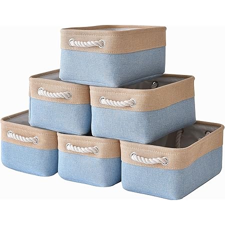 Amazon Gctisac収納バスケット 収納かご6個セット 小物入れかご 衣類収納ボックス 整理用バスケット おしゃれなインテリア雑貨 可愛い収納かご 収納ボックスセット おもちゃ収納 折り畳み式 ファブリック綿麻製 防水防湿 高耐久性 取っ手付き 長方形 30xx13cm