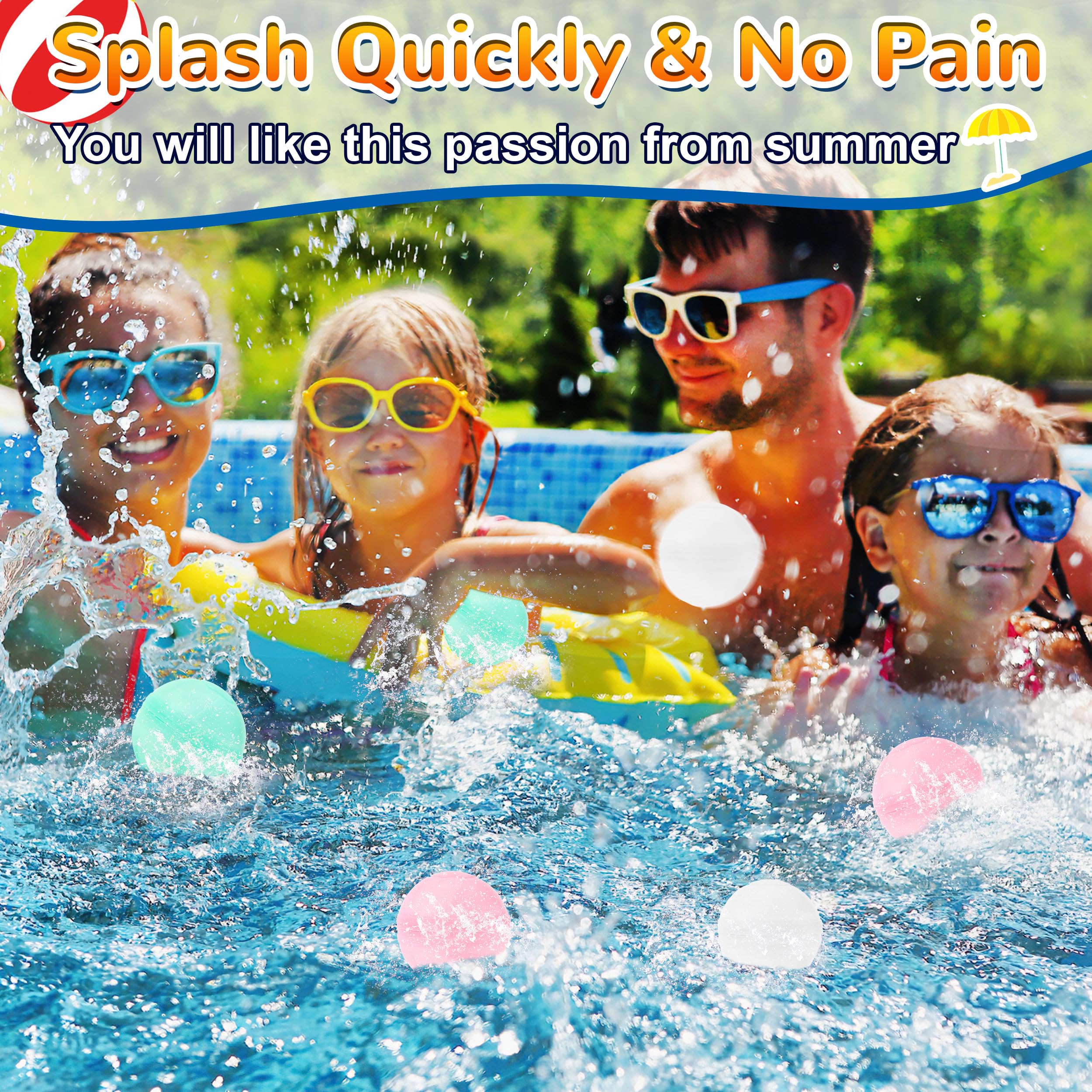 Reusable Water Balloon Self Sealing Silicone Water Bomb Latex-Free Refillable Water Bomb for Water Fight Games Toys 6pcs - Image 3