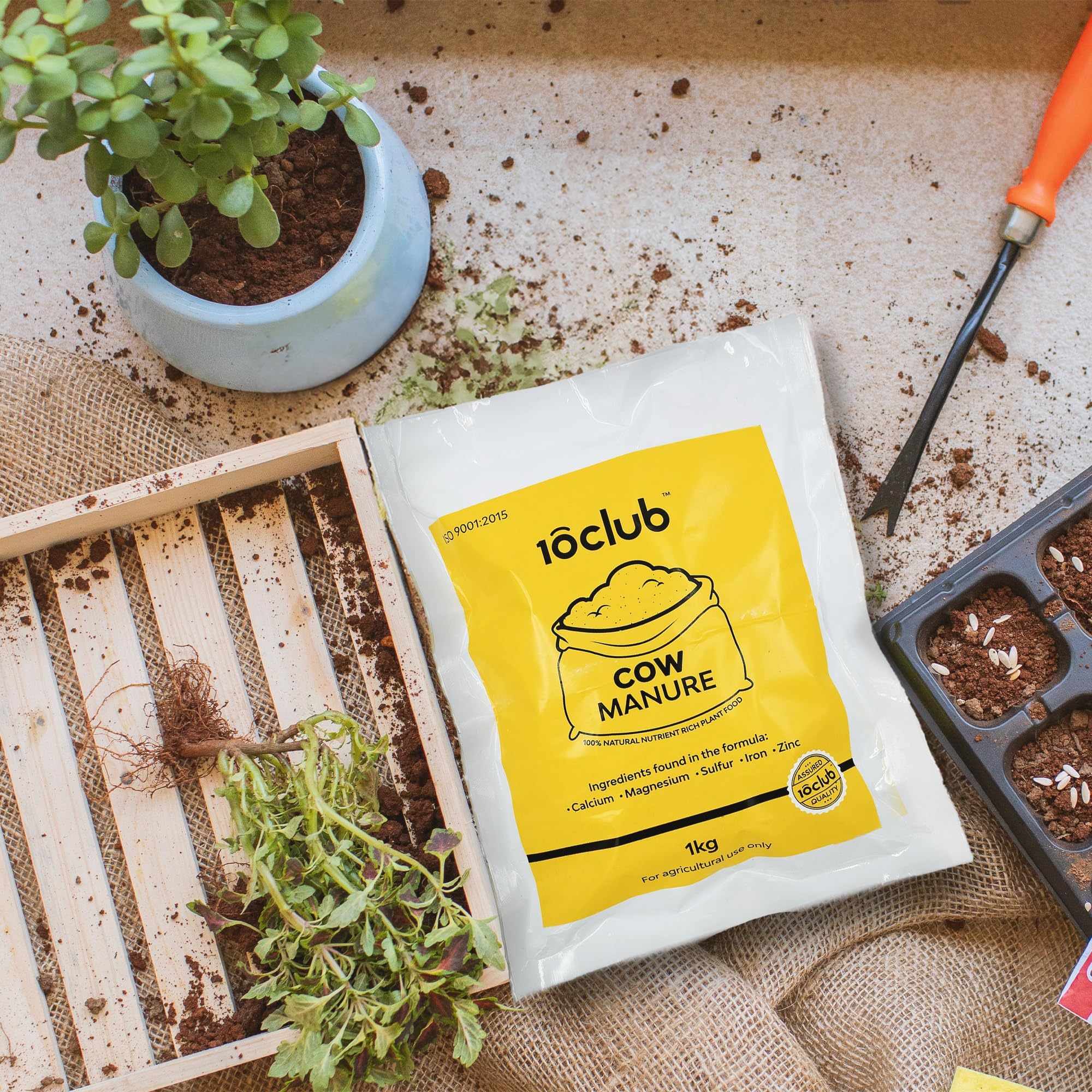 Kraft Seeds by 10CLUB Cow Manure for Home Garden - 1Kg | Natural Plant Fertiliser | Cow Dung Compost for Plants