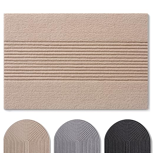 Blumtal doormat 60x90 cm - non-slip dust mat - with pattern - front door -made of polyester - inside/dust mat outside - beige - Stripe