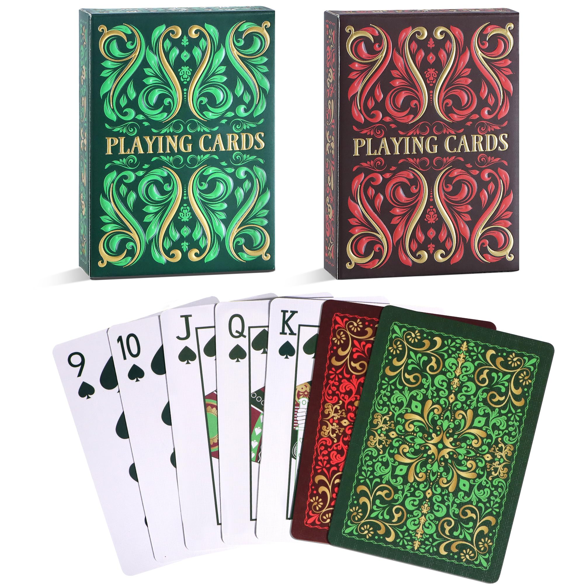 Aomaic Playing Cards 2 Pack Standard Index Playing Card Premium Poker Set Card Games for Adults Deck of Playing Cards for Travel Camping Family Games Night Party Games