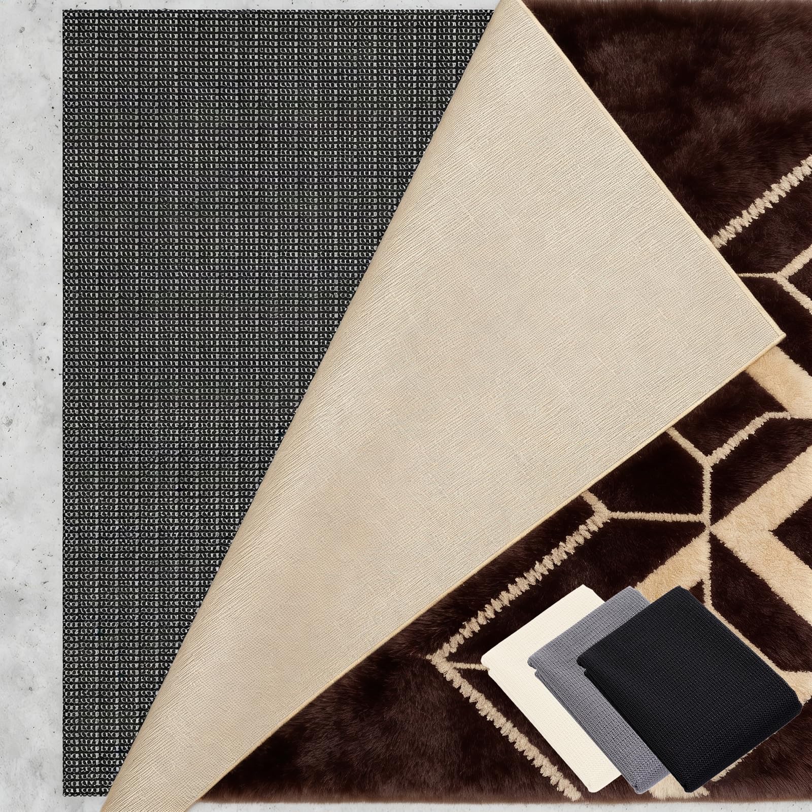 Tappetino Antiscivolo 220 x 270 cm Riutilizzabile, Inodore, Tagliabile, Lavabile e Personalizzabile Nelle Dimensioni, Sottotappeto Antiscivolo per Tappeti Perr Moquette, Nero