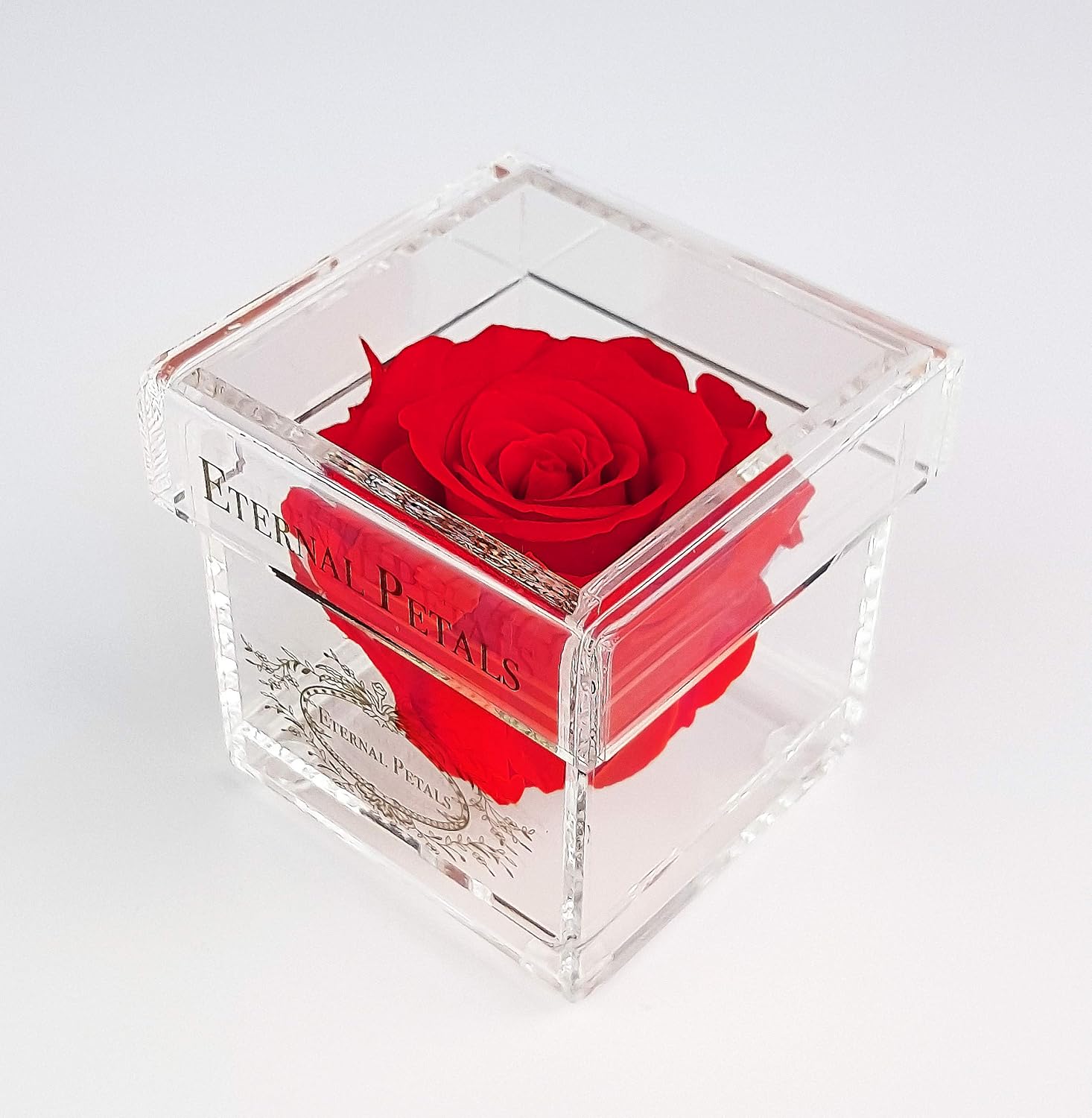 Eternal Petals A 100% Real Rose That Lasts Years, Handmade in London, Flowers Delivery Next Day Prime UK - Gold Solo (Red) - Image 3