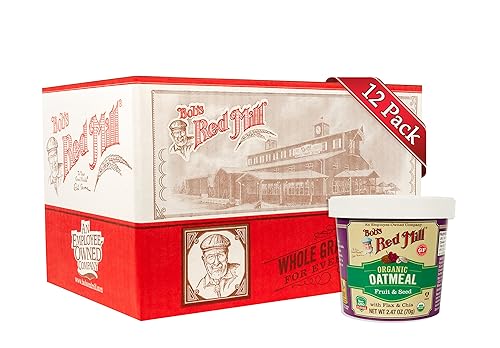 Bob's Red Mill Taza de avena orgánica sin gluten, frutas y semillas, 2.47 onzas (paquete de 12)