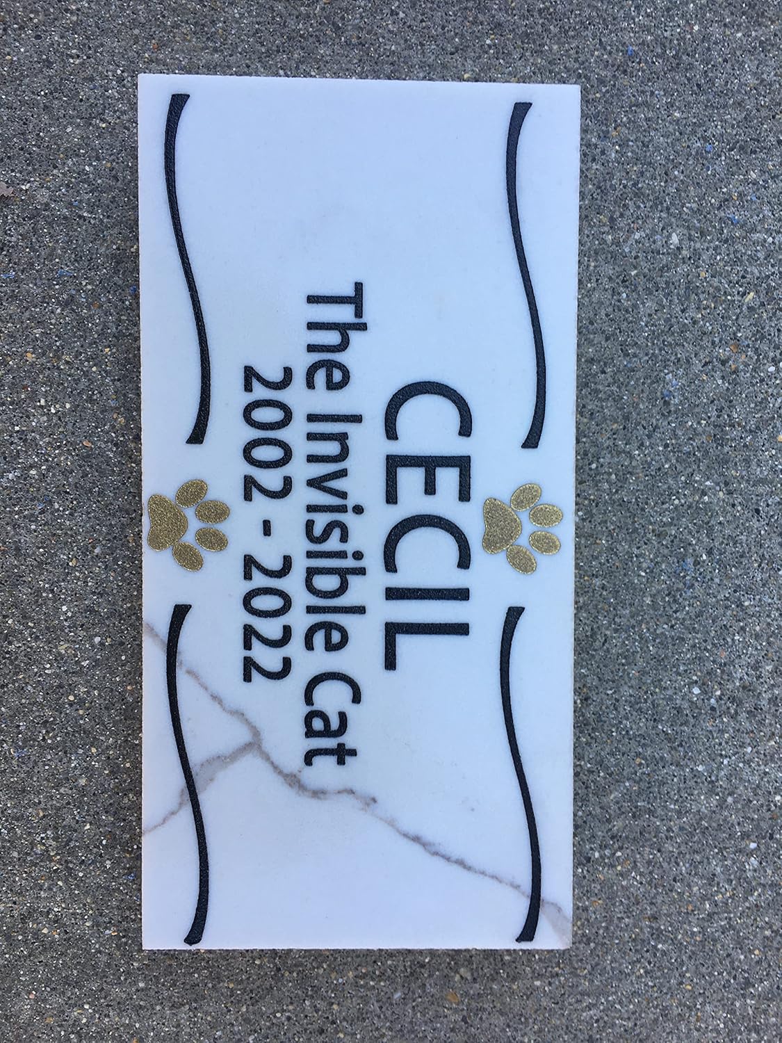Personalized Engraved Memorial Plaque for Cat, 8 inch x 4 inch Pet Memorial Marble sign