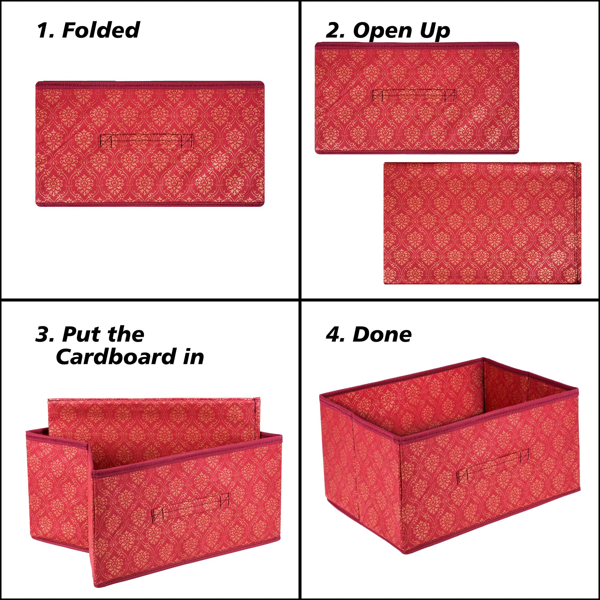 Kuber Industries Paquete de 4 cajones | Organizador de ropa plegable | Contenedor de almacenamiento para ropa | Organizador de armario para libros y juguetes | Caja de almacenamiento de armario con