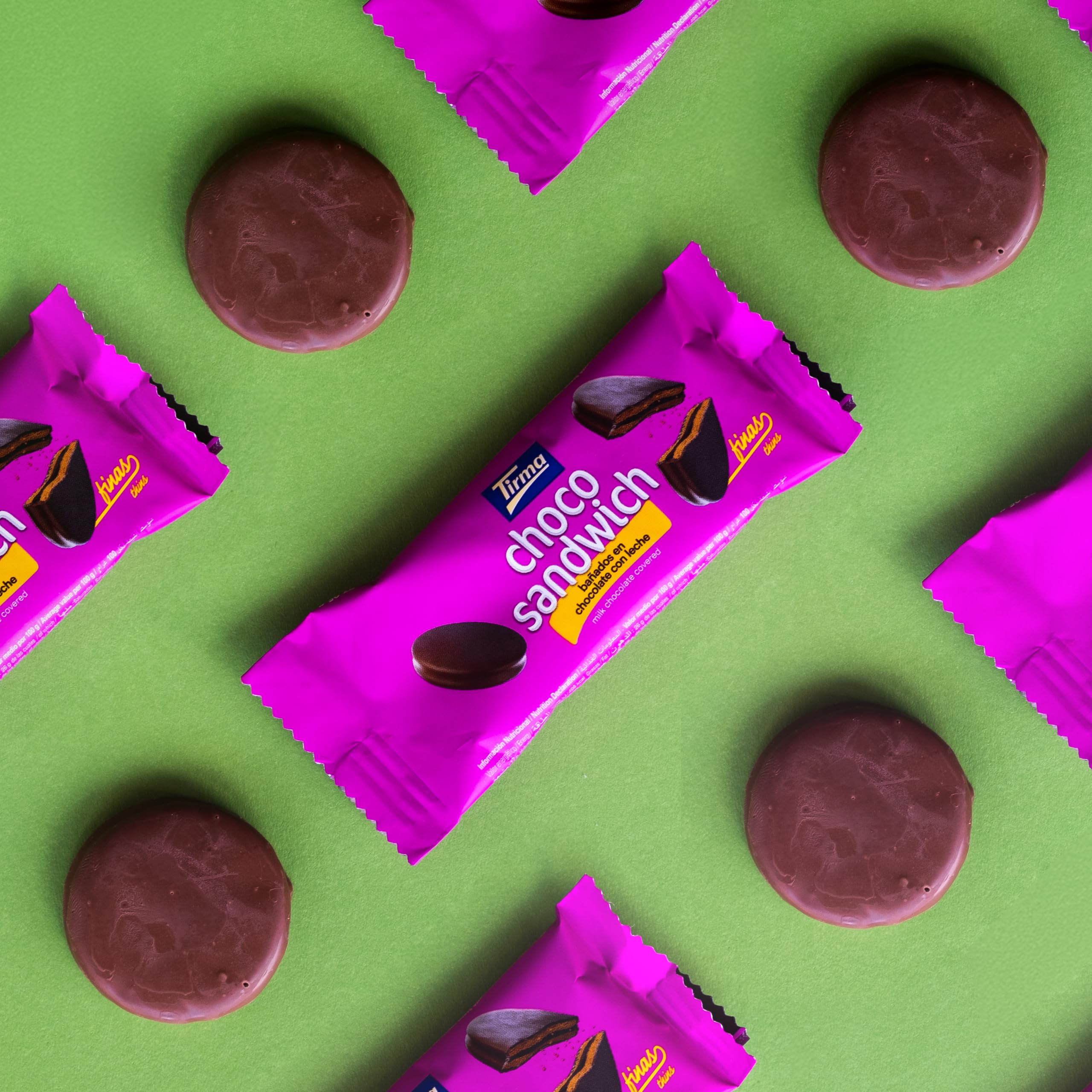 Tirma Choco Sándwich Fino de Chocolate con Leche – 8 Packs de 27,25 g (Estuche de 218 g) | Galletas Dulces con Relleno Bañadas en Chocolate con Leche | Snack Ideal para Merienda y Tentempiés