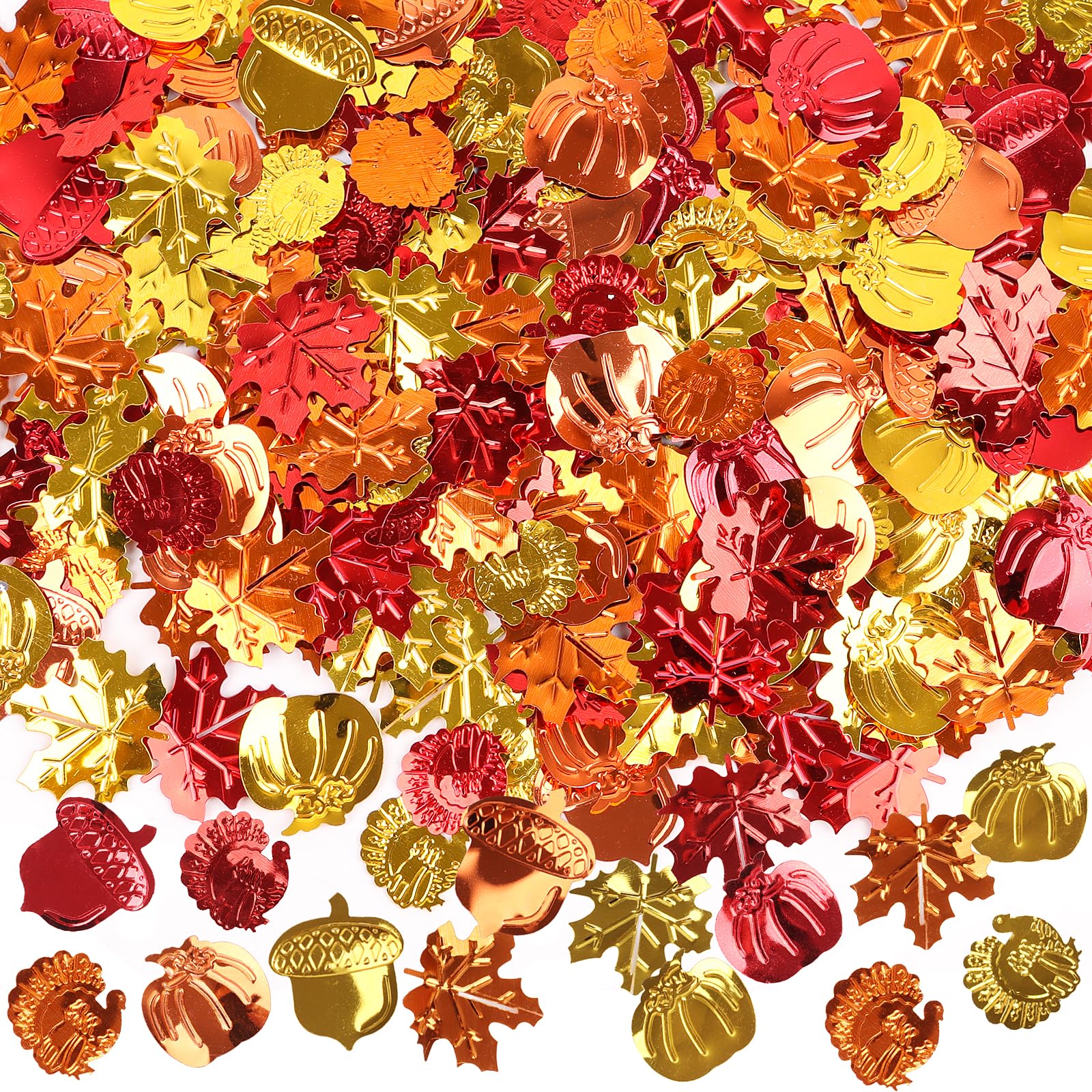 FOIMAS Fall Table Confetti,Thanksgiving Metallic Confetti Maple Leaves Pumpkin Foil Confettis Sequin for Fall Thanksgiving Harvest Party Decoration Supply