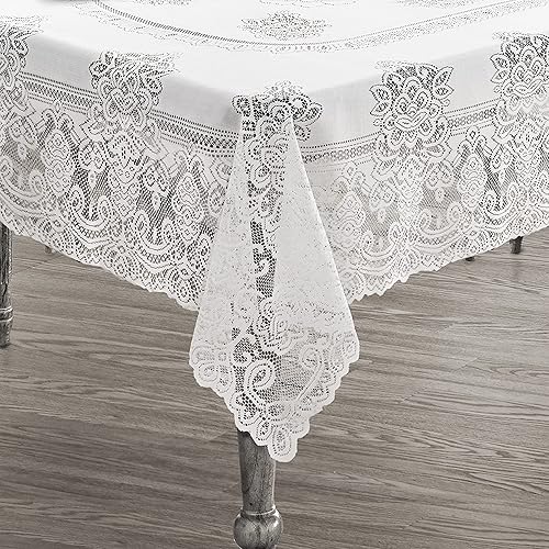 Miniatura 10 de Newbridge Allison Holiday - Mantel de tela de encaje victoriano de reliquia, mantel de encaje de poliéster festoneado vintage, cuadrado de 52 x 52