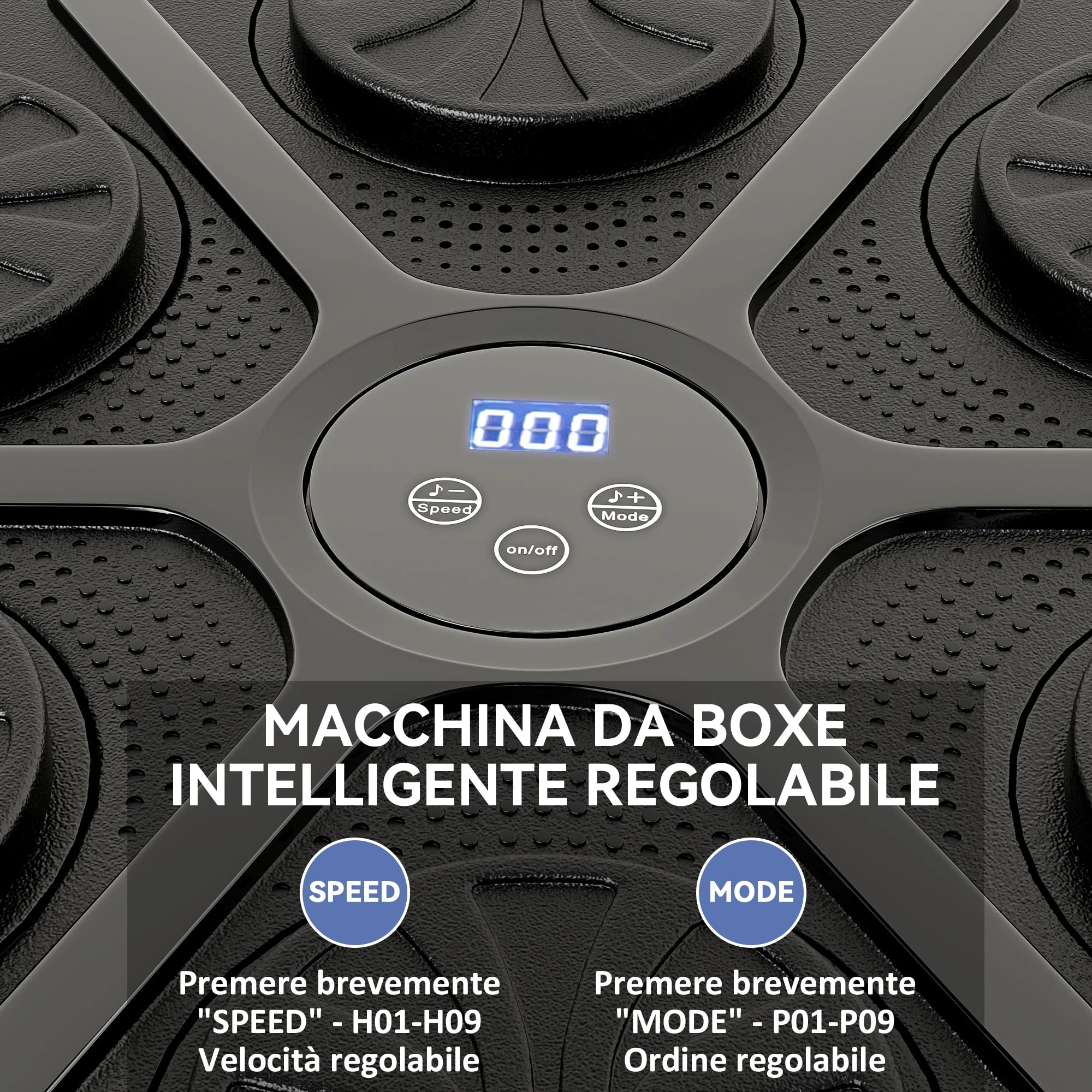 SPORTNOW Macchina da Boxe Musicale a Parete con 9 velocità e modalità, Music Boxing Machine con Connessione Bluetooth e Guanti a Mezze Dita in PU, ABS, PP e Acrilico, Nero