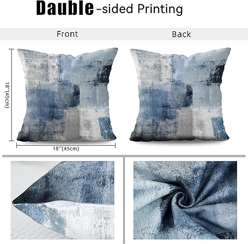 Miniatura 5 de Juego de 2 fundas de almohada abstractas de terciopelo azul marino fundas de cojín decorativas suaves y elegantes para sofá para cama sala de estar