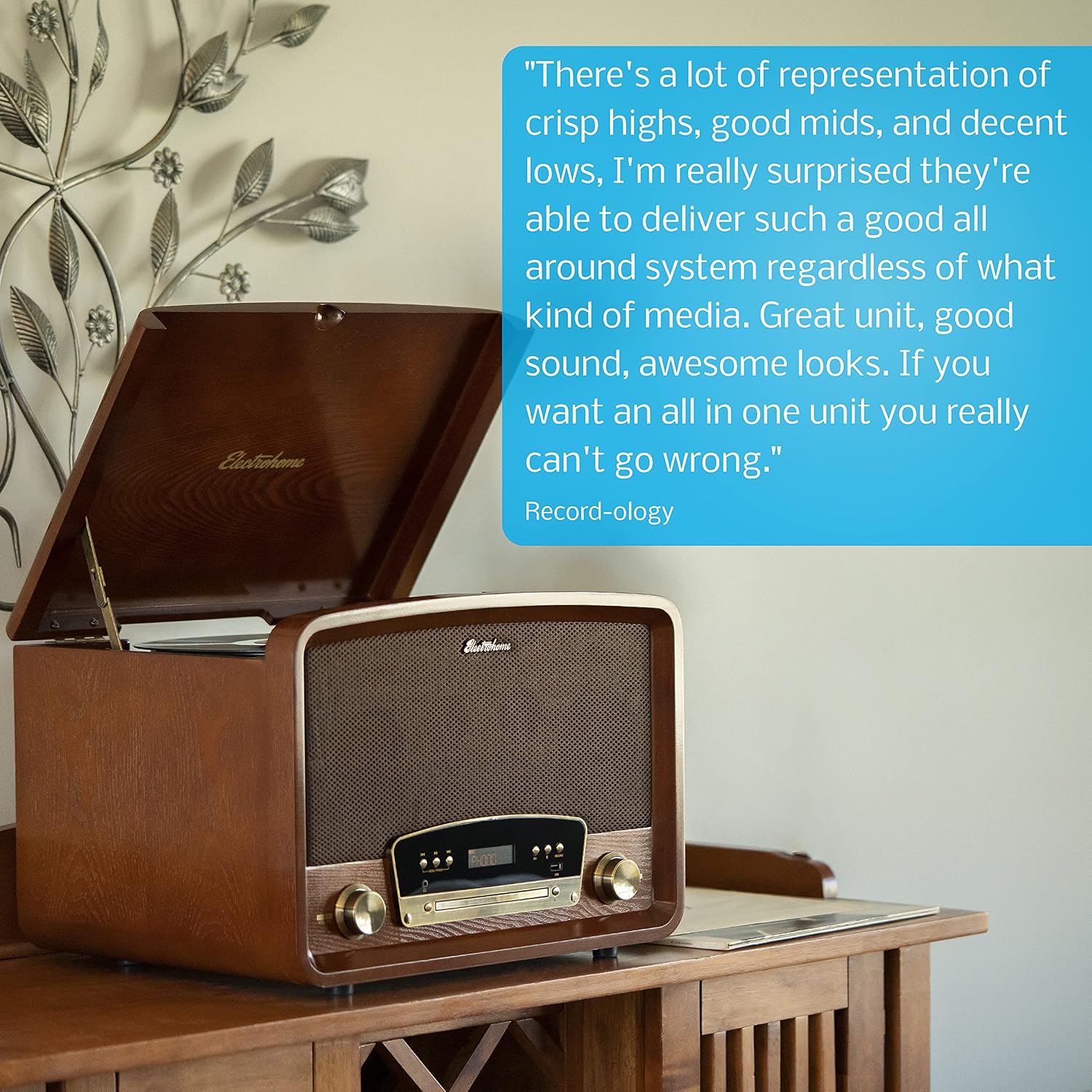 Best Deal Cheap 🛒 Electrohome Kingston 7-in-1 Vintage Vinyl Record Player Stereo System with 3-Speed Turntable, Bluetooth, AM/FM Radio, CD, Aux in, RCA/Headphone Out, Vinyl/CD to MP3 Recording & USB Playback (RR75C) Best Cyber Monday 🔥 Electrohome Kingston 7-in-1 Vintage Vinyl Record Player Stereo System with 3-Speed Turntable, Bluetooth, AM/FM Radio, CD, Aux in, RCA/Headphone Out, Vinyl/CD to MP3 Recording & USB Playback (RR75C)