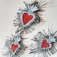 Vista 4 de Moks(p)403 Set 3 pc patch, Heart embroidered small patch, Sacred Heart patch - milagro