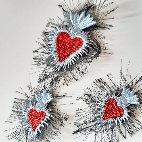 Miniatura 4 de Moks(p)403 Set 3 pc patch, Heart embroidered small patch, Sacred Heart patch - milagro