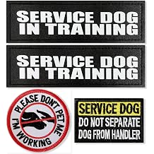 4 Pcs Reflective Dog Patches for Service Dog Vest Tactical Hook Loop Harness Removable Patch Set with Velcro Embroidered,Service Dog in Training & Dont Pet Me DogService Dog in Training