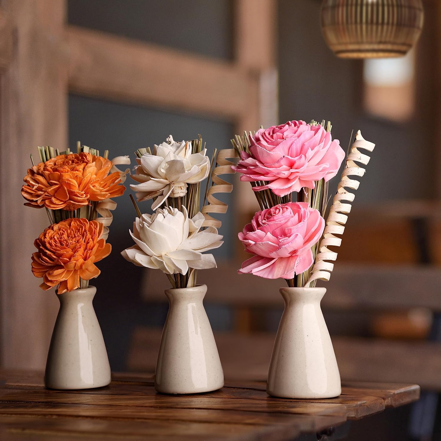 Iris Home Fragrances Botonical Trio Ceramic Gift Box with Dry Flowers in a Wooden Box 520g