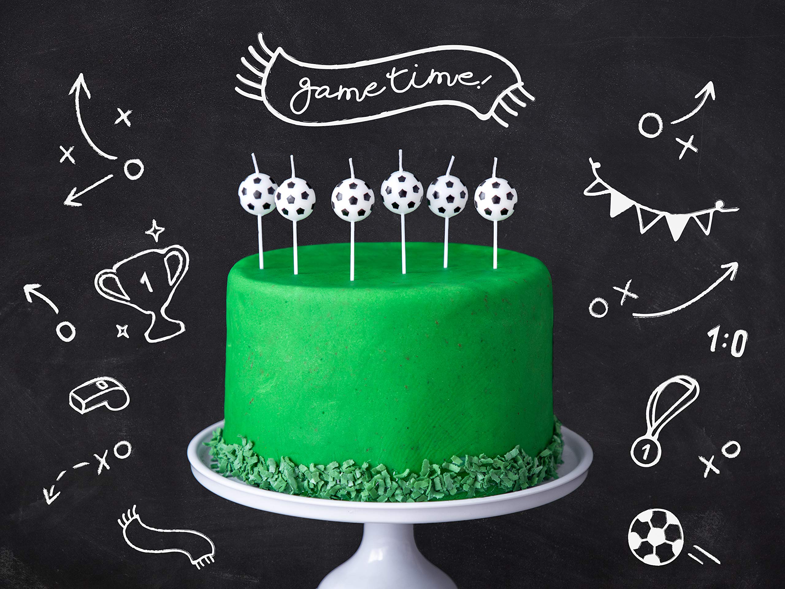 Fußball-Geburtstagskerzen – 12 Stück, Blau-weiß, 6 Cm Hoch, Für Torte & Mottoparty