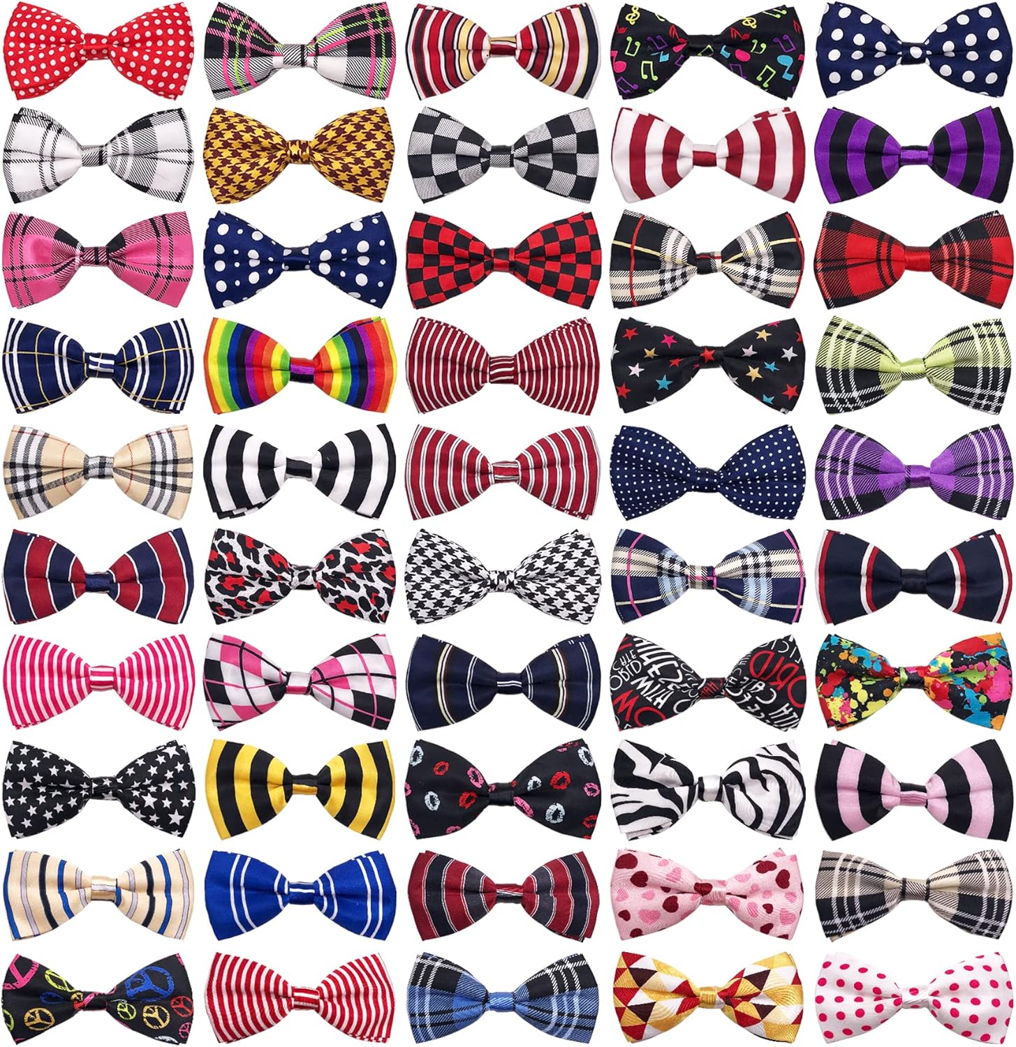 PET SHOW 50pcs Large Dog Bow Ties for Collar Bulk Bowties for Medium Big Dogs Wholesale Dog Cats Collars Attachment Sliders Grooming Accessories