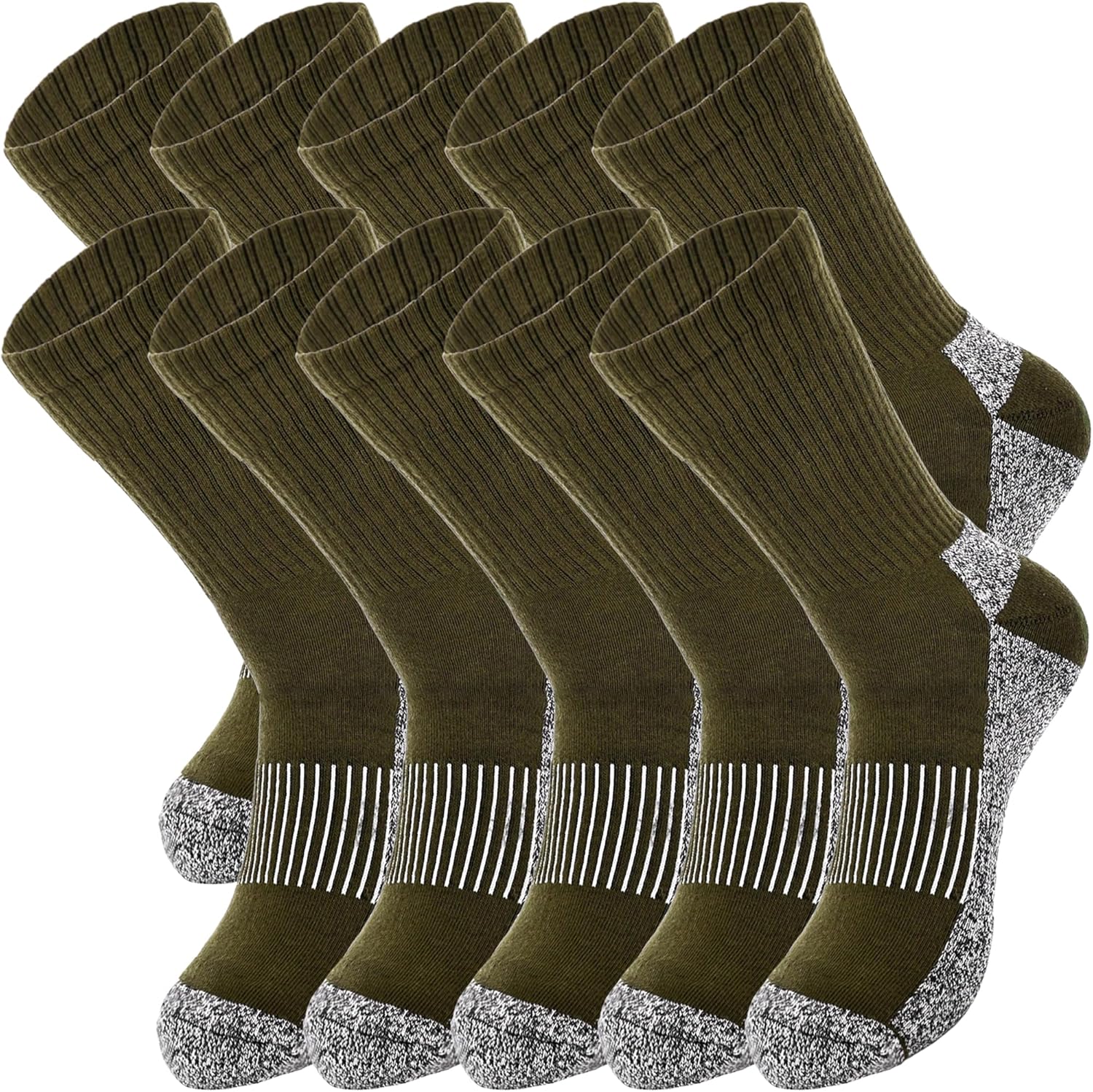 5 Pairs Military Socks Men Army Green Sock Crew Hiking Socks for Soldiers Policemen Firefighter Hunting Working Sports
